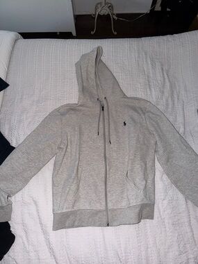 Polo by Ralph Lauren Light Gray Zip-Up Hoodie Sweatshirt